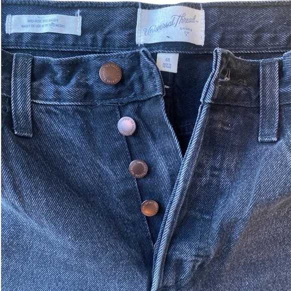 Women's Mid-rise Cuffed 90's Baggy Black Jeans - Universal Thread - Picture 5 of 7